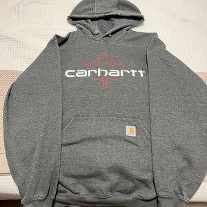 Carhartt Gray Hoodie with Red Maple Leaf